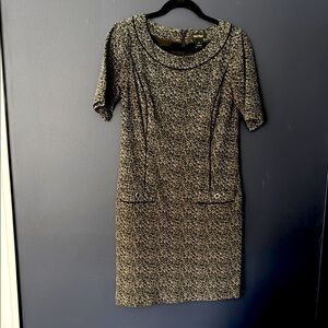 Elegant Black and White Tweed Dress